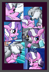 Size: 826x1200 | Tagged: questionable, artist:blazelupine, diamond tiara, oc, oc:blaze, anthro, blazetiara, canon x furry, canon x oc, foalcon, furry, furry on pony action, g4, imported from derpibooru, interspecies, kissing, sex, shipping