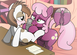 Size: 3200x2300 | Tagged: explicit, artist:an-tonio, artist:pananovich, age difference, anatomically correct, cheerilee, cheerilee gets all the colts, cheeripip, classroom, colt, female, foal, foalcon, g4, high res, hoofjob, imported from derpibooru, male, nudity, penis, pipsqueak, precum, straight, straight shota
