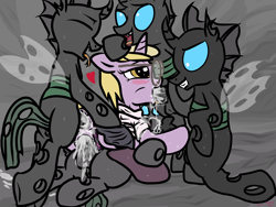 Size: 4096x3072 | Tagged: explicit, artist:littlenaughtypony, ahegao, all three filled, anal, anal creampie, anal-vaginal orgasm, blowjob, changeling, changeling male on filly action, clothes, cowgirl position, creampie, cum, cum in mouth, cum inflation, dinky hooves, female, foalcon, g4, gangbang, glasses, group sex, hoof fetish, hoofjob, imported from derpibooru, inflation, male, multiple penetration, nudity, oral, oral creampie, panties, panties aside, penetration, penis, school uniform, schoolgirl, sex, skirt, socks, spitroast, straight, sweat, threesome, triple penetration, underwear, vaginal, vaginal secretions