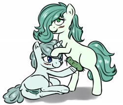 Size: 2832x2409 | Tagged: explicit, artist:hipsanon, oc, oc:deep blue, oc:emerald jewel, anatomically correct, anus, aroused, balls, blushing, colt, colt quest, crossover, cute, earth pony, female, femboy, filly, foal, foal quest, foalcon, hair over one eye, high res, hoofjob, horn, imported from derpibooru, male, nudity, penis, pony, precum, sex, straight, trap, unicorn, vagina, vaginal secretions, vulva