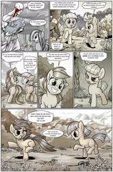 Size: 1265x1920 | Tagged: explicit, artist:pencils, spike, oc, oc:anon, oc:mascara maroon, comic:anon's pie adventure, anus, blood, comic, edit, female, filly, foal, foalcon, g4, human, imported from derpibooru, limestone pie, marble pie, nudity, ponut, starry eyes, vulva, younger