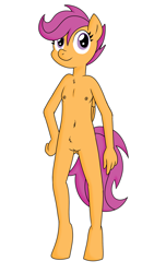 Size: 1296x2304 | Tagged: explicit, artist:sasukex125, scootaloo, anthro, belly button, breasts, casual nudity, delicious flat chest, female, foalcon, g4, imported from derpibooru, nipples, nudity, scootaflat, solo, solo female, unguligrade anthro, vulva