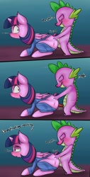 Size: 568x1120 | Tagged: explicit, artist:sodiav, spike, twilight sparkle, comic:to my number 1 assistant, alicorn, all fours, blushing, bored sex, butt, comic, doggy style, edit, female, foalcon, from behind, g4, imported from derpibooru, male, mare, nudity, penetration, penis, plot, pony, raised tail, reasonably sized genitals, sex, ship:twispike, shipping, small penis, small penis humiliation, straight, vaginal