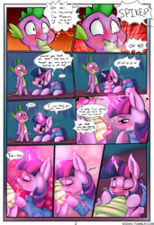 Size: 2150x3150 | Tagged: explicit, artist:sodiav, spike, twilight sparkle, comic:to my number 1 assistant, alicorn, blowjob, blushing, comic, embarrassed, female, foalcon, g4, high res, imported from derpibooru, magic, magicjob, male, mare, nudity, oral, penis, pony, reasonably sized genitals, reasonably sized penis, sex, ship:twispike, shipping, small penis, small penis appreciation, small penis humiliation, straight
