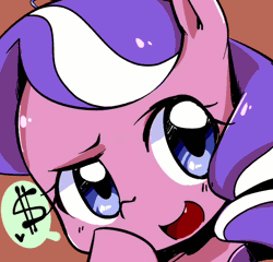 Size: 1340x1284 | Tagged: questionable, artist:moka, editor:fillylover, diamond tiara, animated, edit, female, foalcon, g4, imported from derpibooru, solo, solo female