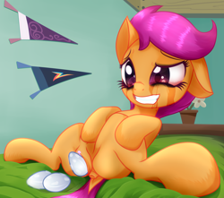 Size: 3000x2650 | Tagged: explicit, artist:an-m, scootaloo, anus, crying, dock, egg, egg laying, female, foalcon, g4, high res, imported from derpibooru, nudity, oviposition, pony, solo, solo female, vaginal secretions, vulva
