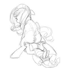 Size: 620x655 | Tagged: explicit, artist:carnifex, rarity, spike, age difference, anus, butt, cunnilingus, dragon, facesitting, facesitting on spike, female, foalcon, g4, hemipenis, imported from derpibooru, male, monochrome, nudity, oral, penis, plot, sex, ship:sparity, shipping, sketch, straight