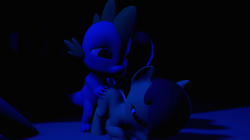 Size: 1829x1023 | Tagged: questionable, artist:cryotimberwolf, apple bloom, spike, 3d, dragon, female, foal, foalcon, g4, imported from derpibooru, love, male, pony, sex, ship:spikebloom, shipping, softcore, source filmmaker, straight, young