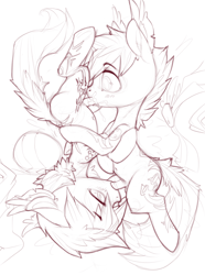 Size: 743x1000 | Tagged: explicit, artist:xennos, oc, oc:prince aurora, oc:seraphim, 69 position, balls, belly button, blowjob, brother, brothers, colt, colt on colt, creampie, cum, cum in mouth, foal, foalcon, gay, horsecock, imported from derpibooru, incest, lineart, lying down, male, monochrome, nudity, oc only, oc x oc, on side, oral, oral creampie, penis, pony, reasonably sized genitals, reverse foalcon, sex, shipping, siblings, sketch, tongue out, twincest, twins