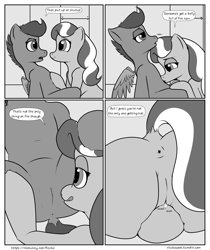 Size: 2100x2500 | Tagged: explicit, artist:riscke, diamond tiara, scootaloo, comic:staying dry, anus, butt, clitoris, comic, dialogue, dock, earth pony, female, females only, filly, foal, foalcon, g4, high res, imminent cunnilingus, imminent oral, imminent sex, imported from derpibooru, kissing, lesbian, masturbation, monochrome, nudity, pegasus, plot, pony, ship:scootiara, shipping, speech bubble, trail of kisses, vaginal secretions, vulva