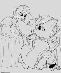 Size: 2000x2400 | Tagged: explicit, artist:riscke, diamond tiara, rarity, anus, collar, dominatiara, domination, earth pony, female, femsub, foalcon, foaldom, g4, grin, high res, imported from derpibooru, leash, lesbian, mare on filly, monochrome, nudity, open mouth, pet play, pony, rarisub, small dom big sub, smiling, submissive, tail wrap, tongue out, unicorn, vagina