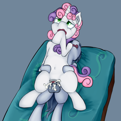 Size: 2048x2048 | Tagged: explicit, artist:djpon2n, sweetie belle, balls, belly button, creampie, cum, female, foalcon, g4, high res, imported from derpibooru, male, nudity, penetration, reverse cowgirl, rumble, sex, ship:rumbelle, shipping, straight, vaginal