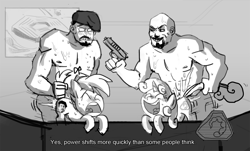 Size: 1188x719 | Tagged: explicit, artist:osiedleryba, button mash, sweetie belle, anal, bisexual, both sexes in same situation, command and conquer, crack shipping, crossover, crossover shipping, cum, earth pony, foalcon, g4, gay, gun, handgun, hat, human, human male, human male on colt, human male on filly, human on pony action, imported from derpibooru, interspecies, kane, male, monochrome, nipples, penetration, pistol, pony, propeller hat, seth, sex, shipping, straight, sweetiekane, unicorn, wat, weapon