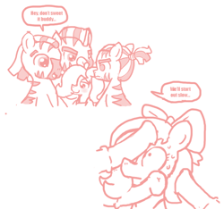 Size: 640x600 | Tagged: explicit, artist:ficficponyfic, oc, oc:adetokunbo, oc:emerald jewel, adult, age difference, alchemist, blushing, bow, child, clopfic in description, colt, colt quest, comic, dicks everywhere, diplomat, earth pony, femboy, foal, foalcon, foursome, friendly, gay, group sex, hair bow, hooker, imminent sex, imported from derpibooru, interspecies, makeup, male, monochrome, nervicited, nervous, nudity, oc only, penis, pony, prostitute, prostitution, scaroused, sex, simple background, size difference, stallion, stallion on colt, story included, trap, white background, young, zebra, zebradom