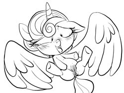 Size: 1400x1050 | Tagged: explicit, artist:buttercupsaiyan, princess flurry heart, alicorn, anus, babycon, black and white, blushing, crying, dark genitals, derpibooru exclusive, drool, female, floppy ears, foalcon, g4, grayscale, imported from derpibooru, legs in air, monochrome, my little pony: friendship is magic, no exceptions, nudity, open mouth, ponut, pony, season 6, simple background, solo, solo female, spread wings, that was fast, tongue out, underhoof, vaginal secretions, vulva, white background, wings