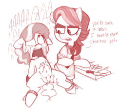 Size: 976x870 | Tagged: explicit, grimdark, artist:whydomenhavenipples, diamond tiara, abuse, bad parenting, bondage, candle, crying, dialogue, earth pony, equestria's worst mother, female, femdom, filly, foal, foal abuse, foalcon, g4, imported from derpibooru, knife, mare, missing accessory, monochrome, nudity, open mouth, pony, rope, rope bondage, scalpel, screaming, simple background, spoiled rich, spread legs, spreading, tiarabuse, torture, vulva, wax, wax play