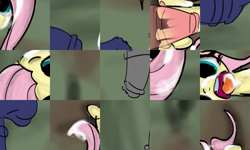 Size: 1110x666 | Tagged: explicit, artist:jonathan the awesome, fluttershy, bukkake, cum, cum on tongue, derpibooru exclusive, disembodied penis, female, filly, foal, foalcon, g4, imported from derpibooru, male, nudity, penis, puzzle, straight, troll