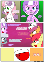 Size: 1244x1737 | Tagged: explicit, artist:otakon, apple bloom, diamond tiara, scootaloo, silver spoon, sweetie belle, comic:the belle and the fat, anthro, breasts, casual nudity, comic, cutie mark crusaders, delicious flat chest, earth pony, female, foalcon, g4, imported from derpibooru, nipples, nudity, patreon