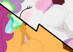 Size: 1280x914 | Tagged: explicit, artist:dtcx97, scootaloo, sweetie belle, anatomically correct, anus, blushing, eyes closed, female, filly, foal, foalcon, g4, horn, imported from derpibooru, masturbation, nudity, pegasus, ponut, pony, sex toy, unicorn, vagina, vaginal secretions, vibrator, vulva