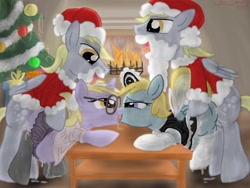 Size: 1024x768 | Tagged: explicit, artist:littlenaughtypony, bisexual, chirpy hooves, christmas, christmas tree, clothes, cum, cum inflation, cumming, derpy hooves, dinky hooves, dirty socks, dopey hooves, drool, drool string, excessive cum, female, foalcon, g4, glasses, imported from derpibooru, incest, inflation, kissing, lesbian, maid, male, penetration, rule 63, school uniform, sex, shipping, skirt, sloppy kissing, socks, straight, sweat, tree, vaginal, vaginal secretions, wet socks