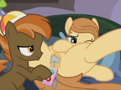 Size: 550x412 | Tagged: explicit, artist:tiarawhy, button mash, oc, oc:cream heart, anatomically incorrect, animated, button mash's milf quest, button's adventures, canon x oc, cum, earth pony, earth pony oc, eyes closed, facial, female, female orgasm, flash, foalcon, g4, imported from derpibooru, incest, male, milf, mother and child, mother and son, nudity, open mouth, orgasm, pony, sex toy, ship:buttoncest, shipping, show accurate, show accurate porn, smiling, squirting, straight, tongue out, vibrator, vulva, vulvar winking