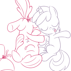 Size: 920x920 | Tagged: explicit, artist:dtcx97, apple bloom, dinky hooves, female, females only, foalcon, g4, imported from derpibooru, lesbian, nudity, ship:dinkybloom, sketch, vagina, vaginal secretions