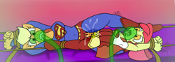 Size: 4188x1484 | Tagged: explicit, grimdark, artist:brother orin, apple bloom, applejack, abandon all hope, ahegao, angry, angry sex, anthro, app-el, apple bloom's bow, apple sisters, applecest, applesub, arms tied, bdsm, bloomsub, bondage, bow, breasts, breathplay, clothed sex, clothes, cosplay, costume, drugged, earth pony, fall of equestria, female, female on female rape, female orgasm, females only, femsub, foalcon, forced, forced orgasm, forced partners, freckles, frown, g4, gas, gritted teeth, hair bow, imported from derpibooru, incest, kidnapped, kryptonite, lesbian, looking down, lying down, mare, messy, missing hat, mutually nonconsensual intercourse, no catchlights, nonconsensual, nudity, on back, open frown, open mouth, orgasm, oxygen mask, rape, rape by proxy, rope, rope bondage, sex, siblings, simultaneous orgasm, sisters, squirting, submissive, superfilly, supermare, tongue out, torn clothes, tribadism, vaginal orgasm, vaginal secretions, vulva