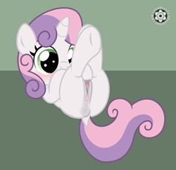 Size: 2500x2407 | Tagged: explicit, artist:sasukex125, sweetie belle, anatomically correct, anus, blushing, butt, cute, cute porn, female, filly, foal, foalcon, g4, genitals, high res, imported from derpibooru, masturbation, nudity, ponut, pony, show accurate, show accurate porn, solo, solo female, sweetie butt, unicorn, vaginal secretions, vulva, vulvar winking