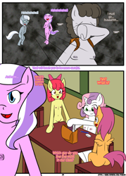 Size: 1244x1737 | Tagged: explicit, artist:otakon, apple bloom, diamond tiara, scootaloo, silver spoon, sweetie belle, comic:the belle and the fat, anthro, arm hooves, breasts, bully, bullying, butt, casual nudity, comic, crying, cutie mark crusaders, earth pony, female, foalcon, g4, imported from derpibooru, nipples, nudity, patreon, pegasus, semi-anthro, tears of pain, truffle shuffle, unicorn, vagina