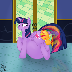 Size: 4000x4000 | Tagged: explicit, artist:putinforgod, spike, twilight sparkle, alicorn, anal vore, balls, belly, big belly, blushing, butt, buttception, fetish, foalcon, futa, futa on female, futa sunset shimmer, g4, horn, imported from derpibooru, impossibly large belly, intersex, large insertion, multiple prey, nudity, penis, plot, pony, same size vore, sex, shipping, spikeprey, sunprey, sunset shimmer, tail sticking out, twipred, underhoof, vore, voreception, wings