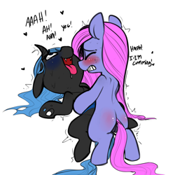 Size: 1000x1000 | Tagged: explicit, artist:whydomenhavenipples, oc, oc:bubblegum bomb, oc:nepenthe, ahegao, blue changeling, blushing, changeling, changeling queen, changeling queen oc, color edit, colored, colt, cum, cumming, dry orgasm, dry vaginal orgasm, earth pony, edit, fangs, female, foal, foalcon, hands free, heart, imported from derpibooru, interspecies, male, missionary position, oc only, orgasm, penetration, pony, pony on changeling action, sex, shipping, simultaneous orgasm, spread legs, spreading, straight, tongue out, tremble spikes, trembling, vaginal