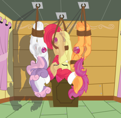 Size: 1600x1559 | Tagged: explicit, artist:dr-whiskey, apple bloom, scootaloo, sweetie belle, anus, bondage, bound, bound wings, butt, clitoris, cloth gag, cutie mark, cutie mark crusaders, dark genitals, eyes closed, female, foalcon, g4, gag, hung upside down, imported from derpibooru, nudity, plot, ponut, rope, rope bondage, suspended, the cmc's cutie marks, upside down, vulva, vulvar winking