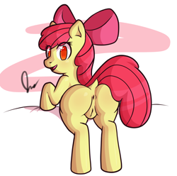 Size: 1157x1147 | Tagged: explicit, artist:anonjg, apple bloom, anus, butt, dock, female, foalcon, g4, imported from derpibooru, looking back, nudity, plot, pony, solo, solo female, vulva