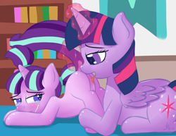 Size: 3850x2975 | Tagged: explicit, grimdark, artist:vsdrawfag, starlight glimmer, twilight sparkle, alicorn, anus, ass up, blushing, butt, crying, cunnilingus, dock, eyes on the prize, face down ass up, fanfic art, female, filly, filly on mare, filly starlight glimmer, foal, foalcon, g4, genitals, high res, human vulva on pony, imported from derpibooru, lesbian, looking at butt, looking at each other, looking back, magic, magic abuse, mare, mare on filly, molestation, nudity, oral, personal space invasion, pigtails, plot, pony, rape, sex, story included, twilight is a foal fiddler, twilight sparkle raping starlight glimmer, unicorn, vulva, younger