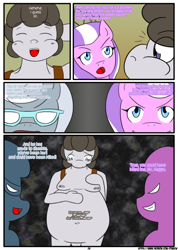 Size: 1238x1742 | Tagged: questionable, artist:otakon, diamond tiara, silver spoon, comic:the belle and the fat, anthro, bully, bullying, casual nudity, comic, crying, fat shaming, foalcon, g4, imported from derpibooru, moobs, nipples, patreon, truffle shuffle