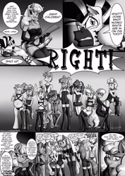 Size: 1860x2622 | Tagged: explicit, artist:anibaruthecat, apple bloom, diamond tiara, scootaloo, silver spoon, sweetie belle, oc, comic:gang bangerz, anthro, armpits, bdsm, breasts, cheerilee, clothes, comic, cutie mark crusaders, delicious flat chest, dinky hooves, dominatrix, foalcon, g4, imminent paddling, implied tail hole, imported from derpibooru, imported from twibooru, latex, latex leotard, leather, legwear, leotard, lolicon, malesub, ruby pinch, sex toy, shotacon, snails, snips, strapon, submissive, tail, tail hole, thigh highs, twist, underage