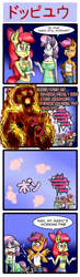 Size: 850x2910 | Tagged: explicit, artist:anibaruthecat, apple bloom, scootaloo, sweetie belle, comic:fetish escalation, 4koma, anthro, apple bloomers, bandeau, banned from derpibooru, belly button, breasts, busty sweetie belle, cleavage, clothes, comic, crying, cum, cutie mark crusaders, demon, dress, erection, female, foalcon, futa, futa scootaloo, g4, horsecock, imported from derpibooru, imported from twibooru, intersex, japanese, lolicon, magic, midriff, nudity, open fly, orgasm, penis, spontaneous orgasm, tank top, tanktop, underage, wingboner