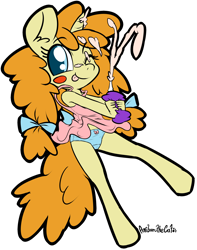 Size: 1831x2318 | Tagged: questionable, artist:anibaruthecat, anthro, blue underwear, cameltoe, clothes, female, foalcon, food, frosting, g4, imported from derpibooru, not porn, panties, panty bow, pumpkin cake, ribbon, simple background, solo, solo female, tank top, transparent background, underwear