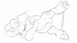 Size: 2560x1439 | Tagged: explicit, grimdark, sweetie belle, artist needed, blushing, bondage, female, foalcon, g4, imported from derpibooru, monochrome, rape, sex, solo, solo female, spreader bar, sweat, sweetie rape