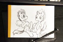 Size: 2400x1595 | Tagged: explicit, artist:darkdoomer, baby cakes, balls, cakecest, computer, cute, drawing, foalcon, g4, genitals, imported from derpibooru, incest, irl, keyboard, magic, my little pony: friendship is magic, nudity, pegasus, pen, penis, photo, pony, pound cake, pumpkin cake, ship:caketwincest, shipping, traditional art, twincest, twins, unicorn, wip