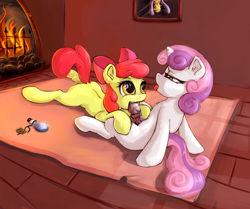 Size: 1483x1237 | Tagged: explicit, artist:sapsan, apple bloom, sweetie belle, blowjob, earth pony, foalcon, futa, futa on female, futa potion, futa sweetie belle, g4, horsecock, imported from derpibooru, intersex, nudity, oral, penis, pony, potion, sex, ship:sweetiebloom, shipping, tongue out, unicorn