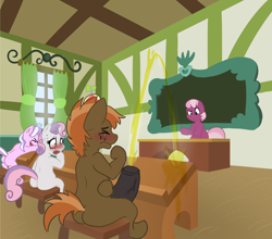 Size: 1500x1317 | Tagged: explicit, artist:squeakydweeb, button mash, diamond tiara, sweetie belle, accident, accidental wetting, big penis, butt, cheerilee, classroom, crying, earth pony, embarrassed, exhibitionism, foalcon, g4, horn, horsecock, imported from derpibooru, impossibly large penis, nudity, penis, pissing, plot, pony, public humiliation, public nudity, unicorn, urine, watersports, well endowed stallion, wetting