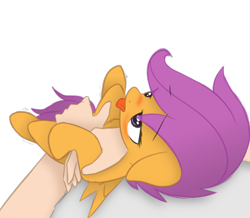 Size: 1280x1114 | Tagged: explicit, artist:mostazathy, scootaloo, blushing, dominant pov, female, fingering, foalcon, g4, human, human on pony action, imported from derpibooru, interspecies, offscreen character, pony, pov