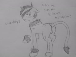 Size: 2592x1944 | Tagged: questionable, artist:subimaru_kai, oc, oc:snowy, anal insertion, anal tail plug, animal costume, blushing, butt, buttplug, clothes, foal, foalcon, imported from derpibooru, insertion, male, monochrome, mooseknuckle, oc only, plot, pony, sex toy, solo, solo male