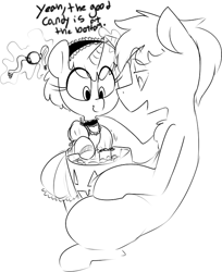 Size: 591x723 | Tagged: questionable, semi-grimdark, artist:whydomenhavenipples, oc, oc:deep blue, ballgag, candy, choker, clothes, cyoa, female, filly, foal, foal quest, foalcon, gag, imminent rape, implied rape, imported from derpibooru, maid, molestation, oc only