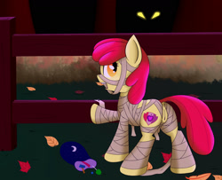 Size: 1600x1300 | Tagged: explicit, artist:floret, apple bloom, anus, clothes, costume, crusaders of the lost mark, female, foalcon, g4, halloween, imported from derpibooru, mummy, my little pony: friendship is magic, nudity, ponut, solo, solo female, vulva