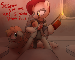 Size: 1500x1200 | Tagged: explicit, grimdark, artist:datte-before-dawn, oc, oc:black powder, oc:grope, age difference, anal insertion, anus, balls, butt, butt touch, colt, dynamite, explosives, fallout equestria, female, flamethrower, foal, foalcon, hoof on butt, horsecock, imported from derpibooru, insertion, male, mare, mare on colt, nudity, oc only, pegasus, penis, plot, pony, pony oc, pony on pony action, raider, rope bondage, sitting, straight, straight shota, this will end in tears and/or death, unusual insertion, weapon