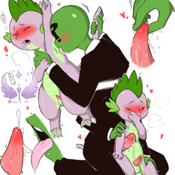 Size: 1500x1500 | Tagged: explicit, artist:cold-blooded-twilight, spike, oc, oc:anon, anonymous, armpit fetish, armpit licking, armpits, axillism, balls, blushing, crying, dragon, dragon dick, emanata, foalcon, g4, gay, human, human on dragon action, human penis, imported from derpibooru, interspecies, licking, licking cock, male, nudity, oral, penis, sex, tongue out
