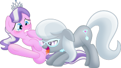 Size: 1280x721 | Tagged: explicit, artist:rainbownspeedash, diamond tiara, silver spoon, cunnilingus, earth pony, female, filly, foal, foalcon, g4, glasses, imported from derpibooru, lesbian, oral, pony, sex, ship:silvertiara, shipping, simple background, transparent background