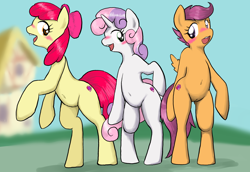 Size: 1280x882 | Tagged: explicit, artist:seidouryu, apple bloom, scootaloo, sweetie belle, adorabloom, belly button, casual nudity, crusaders of the lost mark, cute, cutealoo, cutie mark crusaders, diasweetes, earth pony, female, foalcon, g4, genitals, human vulva on pony, imported from derpibooru, my little pony: friendship is magic, nudity, pony, season 5, semi-anthro, the cmc's cutie marks, vulva